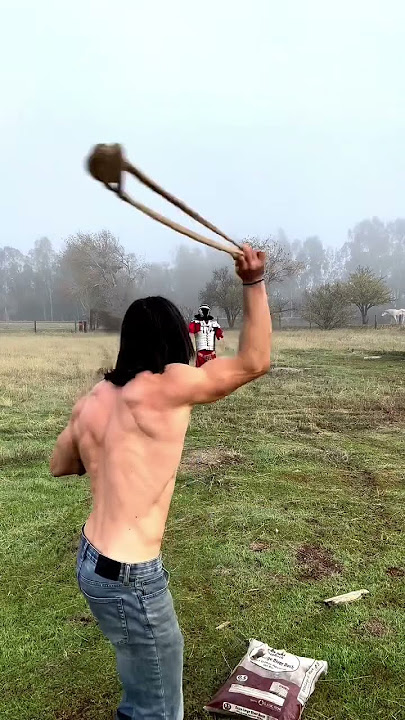 Sling test #history #medieval #rome #youtubeshorts #short #skyrim #slingshot #historical #nerd #dnd