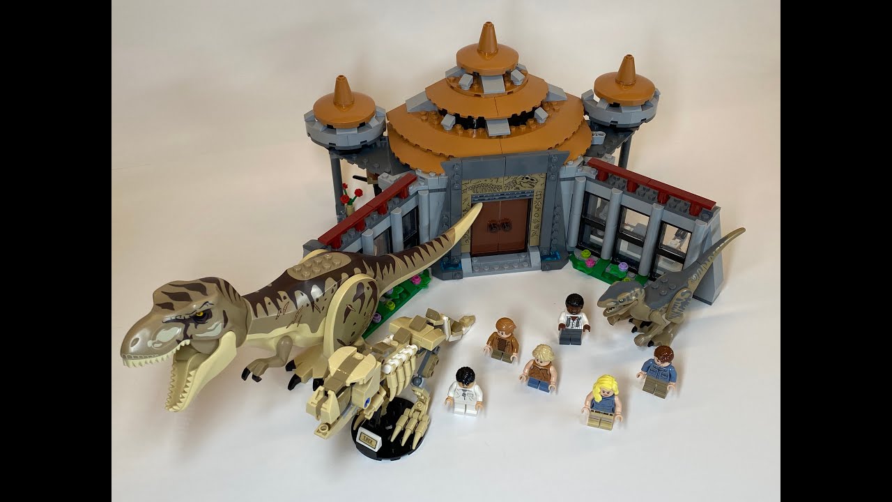 Lego Jurassic Park Visitor Center TRex Raptor Attack Set Speed Build