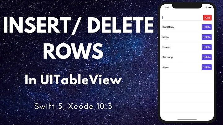 Swift 5 - Insert / Delete Rows in UITableView (Xcode 10.3)