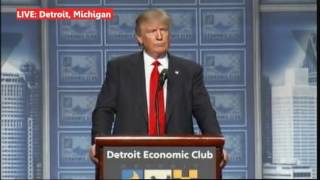 Trump&#39;s on Economic Plan Detroit Michigan mentions people disrupting his Speech