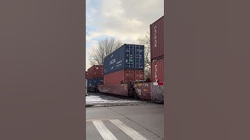 Here’s CPKC 113 flying through Alliston Ontario with 8146 leading the way