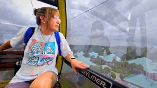 Disney Skyliner POV & Resort Walk | Caribbean Beach, Riviera & Rainy Bus Ride | 4K Relaxing Ambience