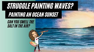 Ocean Sunset | How to paint waves