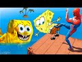 Gta 5 spongebob shark  spiderman vs spongebob  water ragdolls euphoria physics