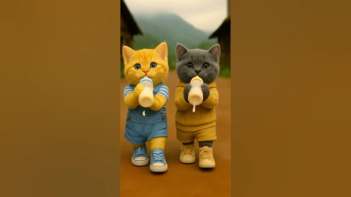 Beautiful brown and gray cute cats😍 dance walking drinking milk 91 #shorts #dudidudidam