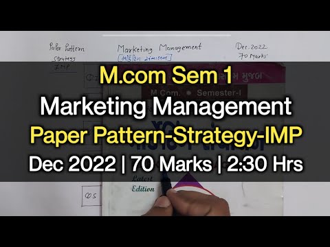 Marketing Management | Paper Pattern-Strategy-IMP | M.com Sem 1 | Dec 2022