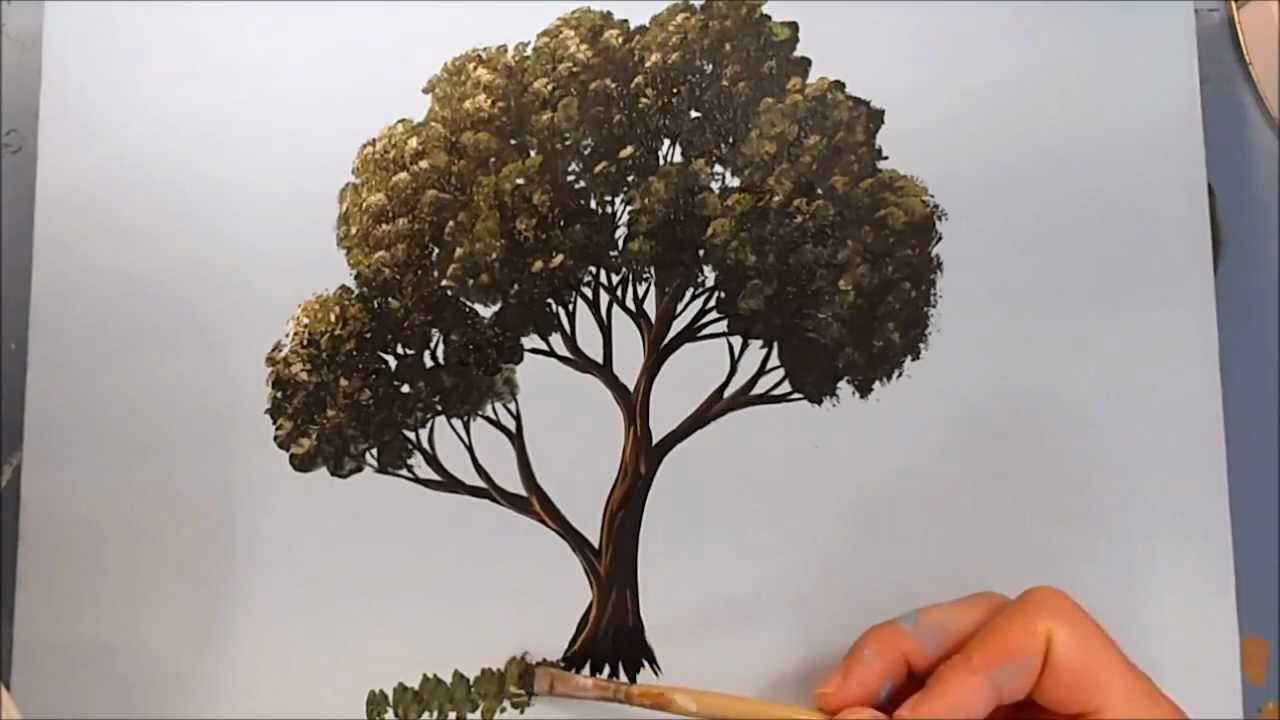 How to Paint a Tree in Acrylics - YouTube