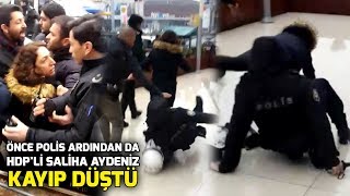 HDP'li Salihe Aydeniz, kaygan zeminde polisle birlikte yere düştü Resimi