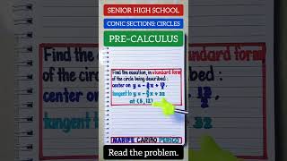 1ST PART || SHS PRE–CALCULUS || CONIC SECTIONS || CIRCLES