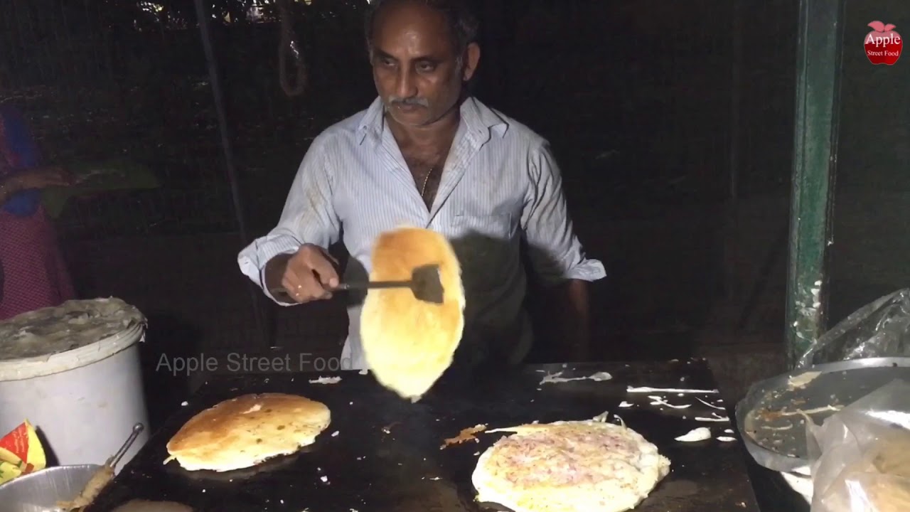 uttapam | Old man making sponge dosa in tirupathi | APPLE STREET FOOD