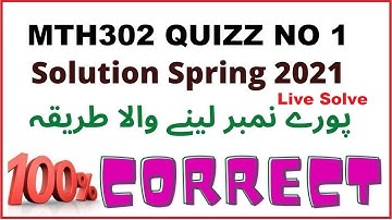 MTH302 Quiz no 1 Solution Spring 2021 | Must Watch