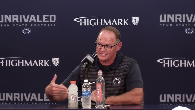 Defensive coordinator Tom Allen talks during media day press conference