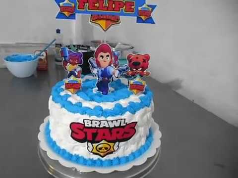 Como Fazer Um Bolo Do Braw Stars Youtube - decoração brawl stars topo do bolo