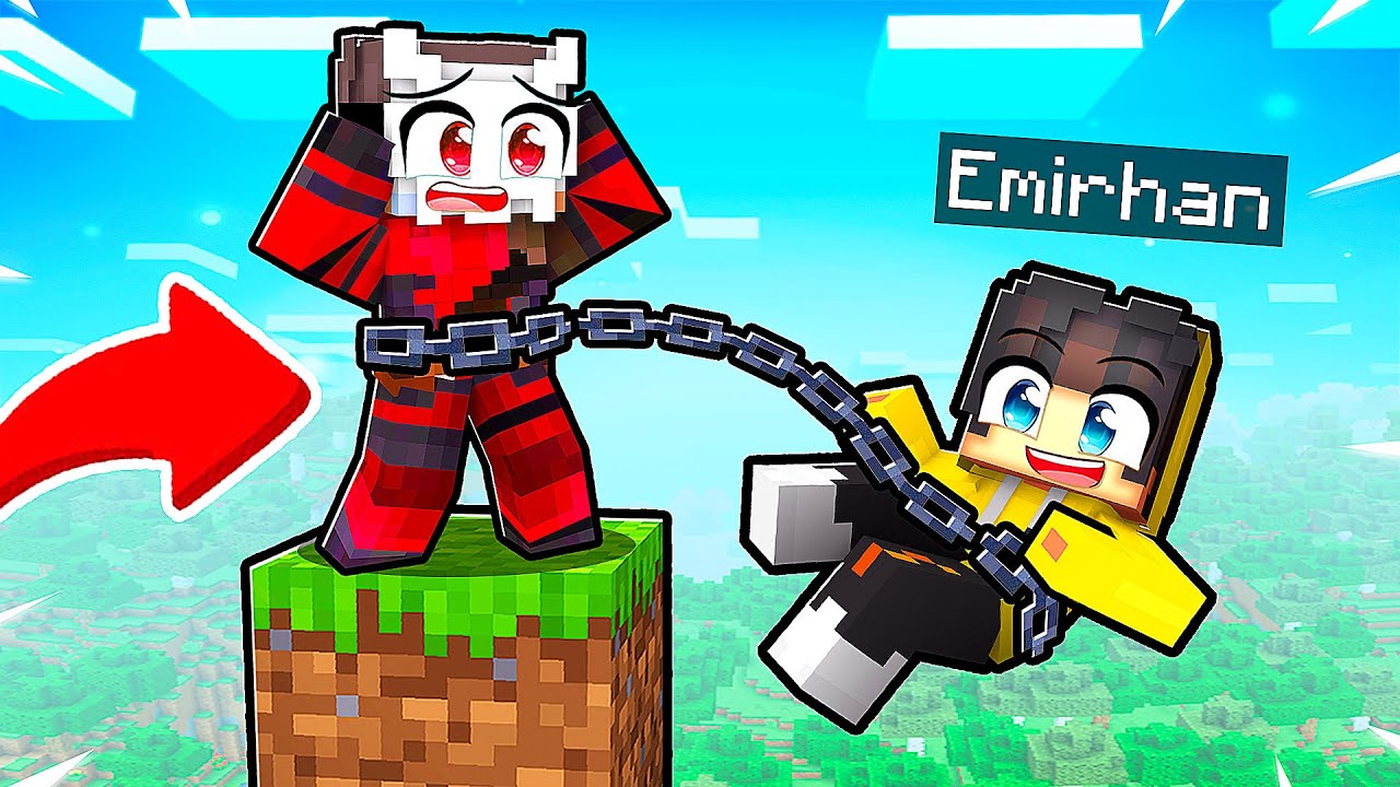 Minecraft'ta ZİNCİRLENMİŞ Olarak TEK BLOK Adasında Sıkıştık ⛓️