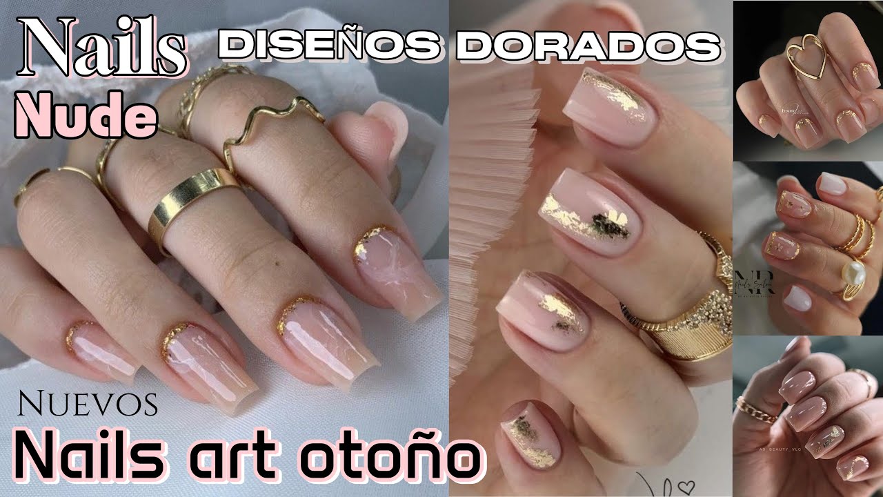 NUEVOS DISEÑOS 2026 art unas uñas ELEGANTES DISEÑOS NEUTROS NUDE CON DORADO ✨TIPS Y UÑAS 