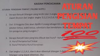 CARA MENYELESAIKAN SOAL KAIDAH PENCACAHAN, ATURAN PENGISIAN TEMPAT (FILLING SLOTS)