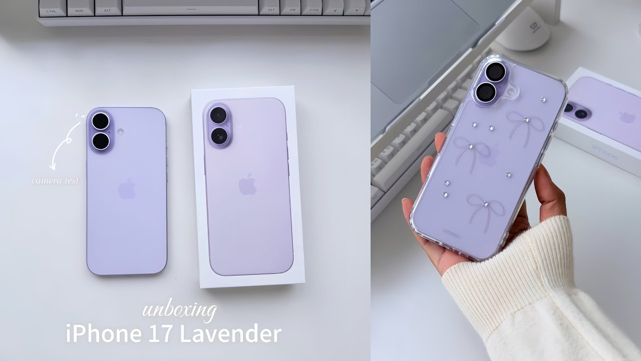 iPhone 17  Lavender Unboxing • accessories 💜📦  แกะกล่อง,ติดอุปกรณ์เสริม,camera test