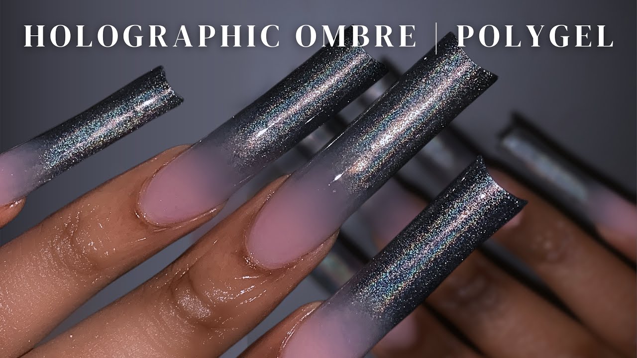 Amazon.com: Chrome Press on Nails Medium Length Metallic Gradient Fake Nails  Bright Almond Mirror False Nails Dark Purple Black Holographic Design Glue  on Nails for Women Manicure Full Cover Stick on Nails