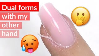 How to do Polygel Nails with DUAL FORMS and Non - Dominant Hand