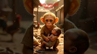Baby Monkey Protecting a Human Infant — Heart-Touching Village Moment 🐒👶