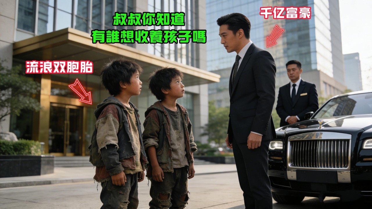 “你知道有誰想收養孩子嗎”流浪雙胞胎問千億富豪，富豪看着男孩眼睛的那一刻，做了個驚人的決定！#感人故事 #感人壹幕 #故事分享