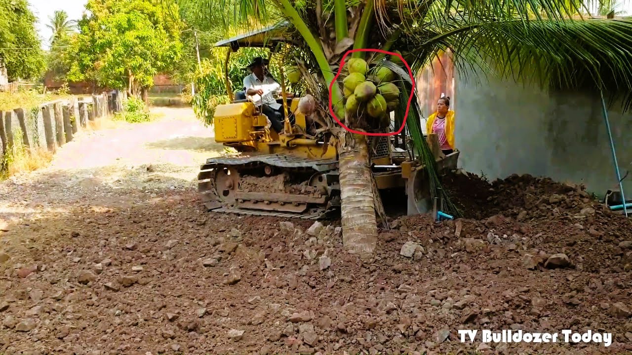 Good action of Bulldozer carrying soil backyard in the village YouTube
