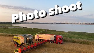 Day484 #OLLYBLOGS  SCANIA PHOTO SHOOT CUTTING BARLEY AND SUNFLOWER#AnswerAsAPercent