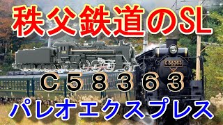 秩父鉄道のＳＬパレオエクスプレス　"Ｃ５８３６３・愛称はシゴハチ"