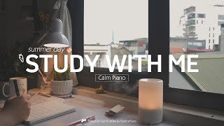 2HOUR STUDY WITH ME | Calm Piano, Background noises | Pomodoro 50/10 | Summer Day