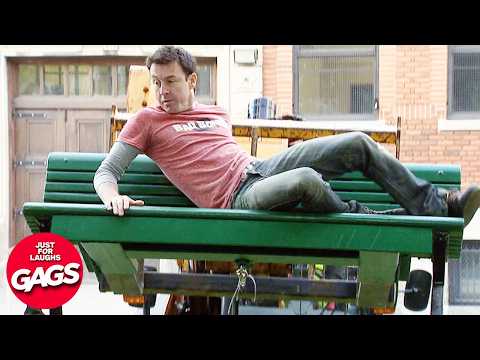 NYC Throws Bench In The Trash **Man Still On It** | Just For Laughs Gags