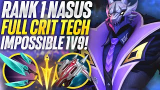 Impossible 1v9 in high elo with forbidden full crit strat! Rank 1 Nasus | Carnarius