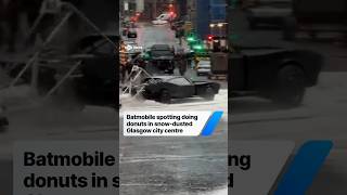 Batmobile spotting doing donuts in snow-dusted Glasgow city centre #scotland #batman #batmobile