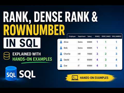 SQL RANK  DENSE_RANK  ROW_NUMBER Analytical Functions Explained | Hands-on Examples