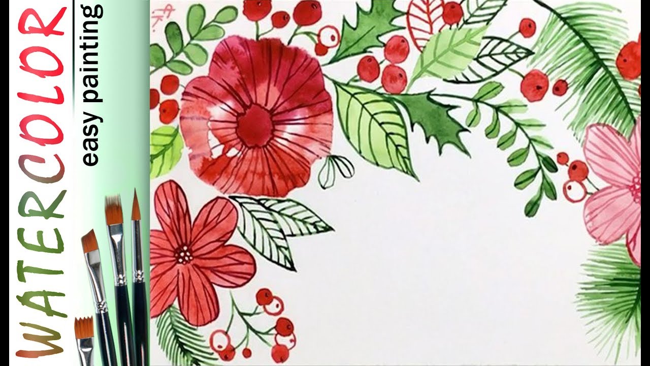"Christmas" How to paint greeting card 🎨WATERCOLOR tutorial for ...