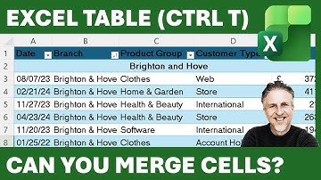 Excel Table (CTRL T) Merge Cells