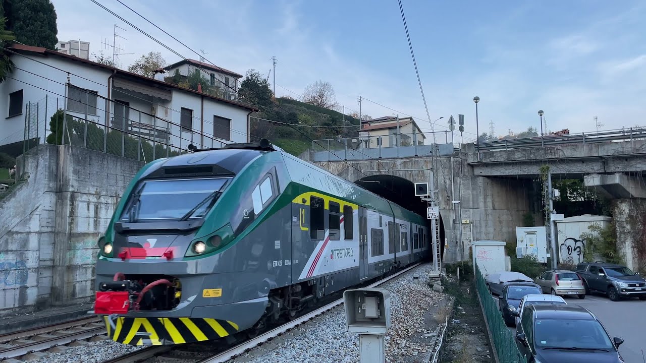 Treni ad Airuno e Olginate. #4k . Linea Lecco - Milano (Via Carnate)