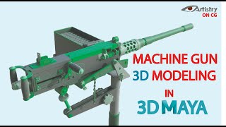 Maya 2021 tutorial: How to model Machine Gun( full tutorial ) Autodesk 3D Maya Modeling Hard Surface