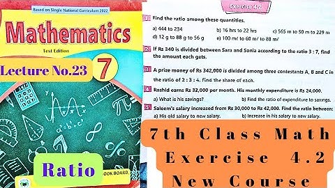 7th Class Math | Exercise 4.2 | Ratio | NTS | PET | CT | PST | ETEA | QAS Videos