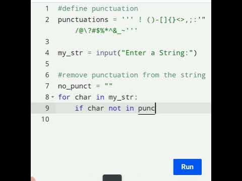 Simple code to Remove Punctuations From a String using Python ⚡ # ...