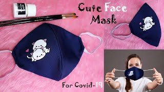 عمل كمامة بدون آلة خياطة والرسم عليها | DIY Face Mask no Sewing Machine