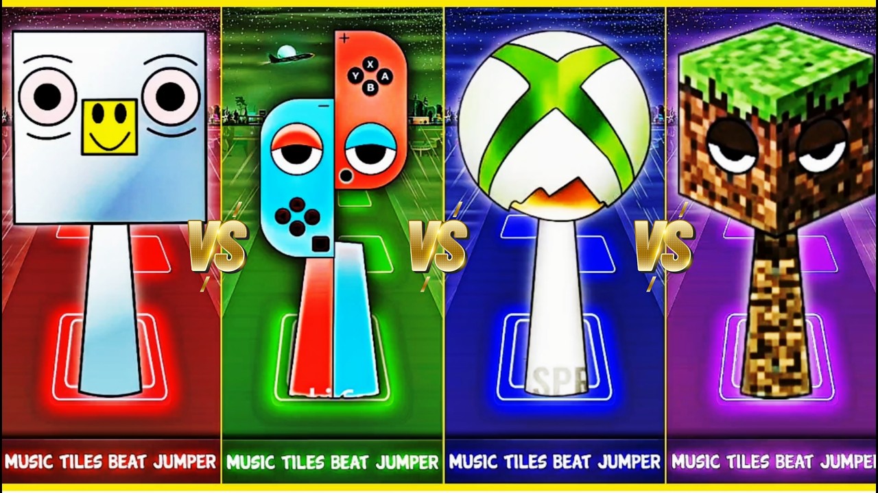 SPRUNKI OC ROBLOX VS NINTENDO SWITCH VS X BOX VS MINECRAFT COFFIN DANCE SONG IN TILES HOP