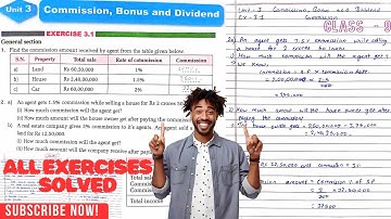 Solution of Class 9 C Maths: Unit 3 Exercise 3.1 - Commission, Bonus and Dividend | Vedanta Pub Math