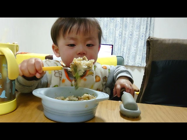 Infant food: Mao eggplant bowl 🍆Baby eating Mao eggplant👶🍆【幼児食：麻婆茄子丼🍆】 class=