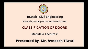 Materials, Testing & Construction Practices | Classification of Doors | AKTU Digital Education
