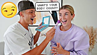 Asking Husband DIRTY QUESTIONS While He Does My Makeup!