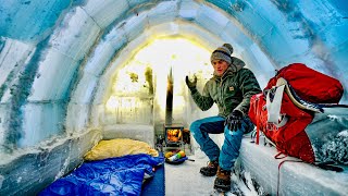 11 Day Ice Igloo Build With Wood Stove At -30°F