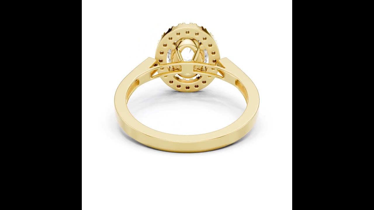 Classic Oval Diamond Halo Ring With Pavé Band