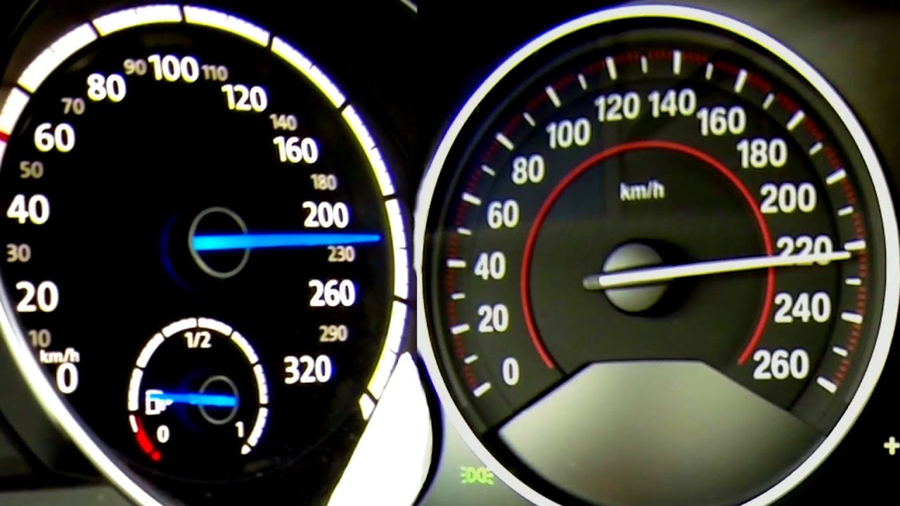BMW 435i vs VW GOLF 7 R Acceleration 0-230 km/h Beschleunigung Test F33 ...