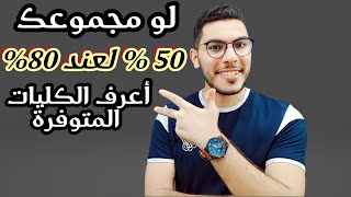 لو مجموعك 50% لعند 80% اعرف الكليات المتوفرة ليك ، تنسيق ثانوية عامة 2023 للجامعات