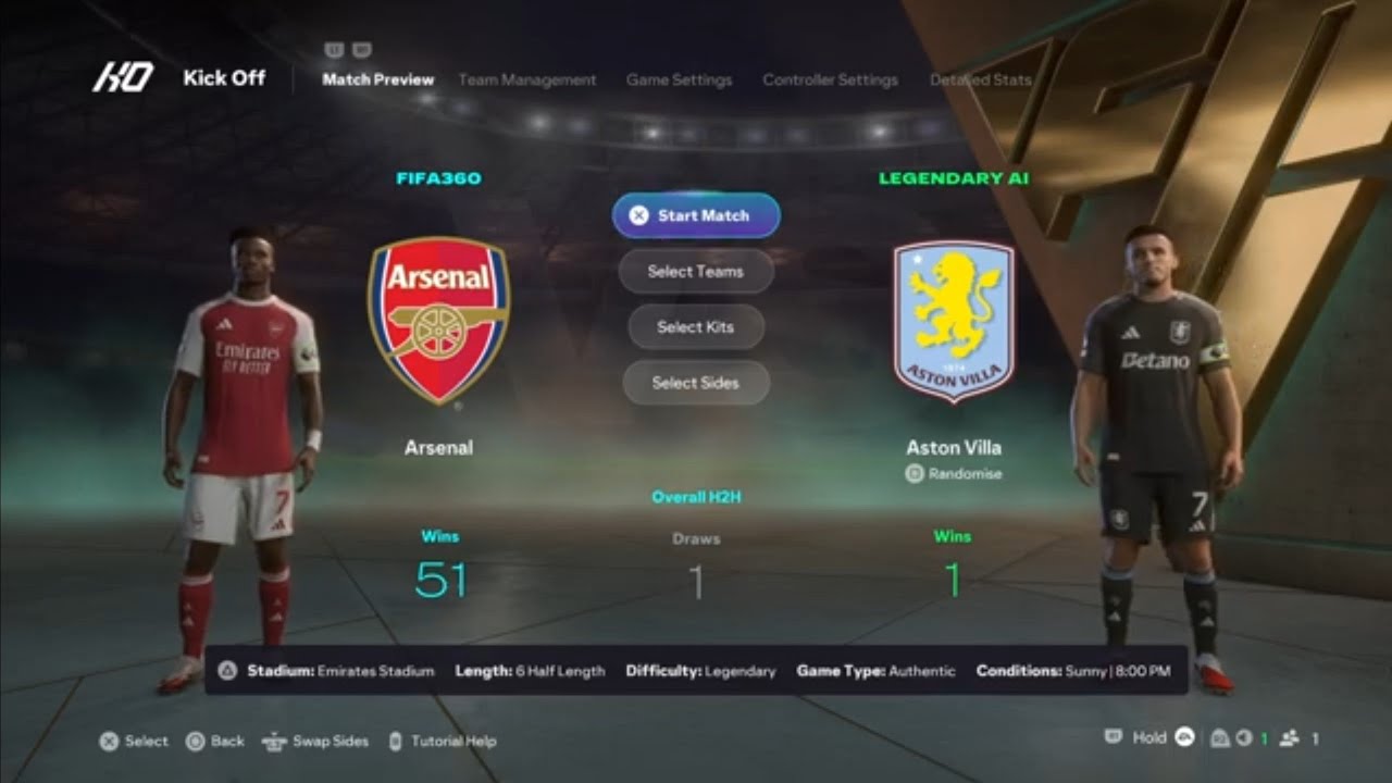 EA SPORTS FC 26 | Legendary | Premier League | Arsenal v Aston Villa | Emirates Stadium